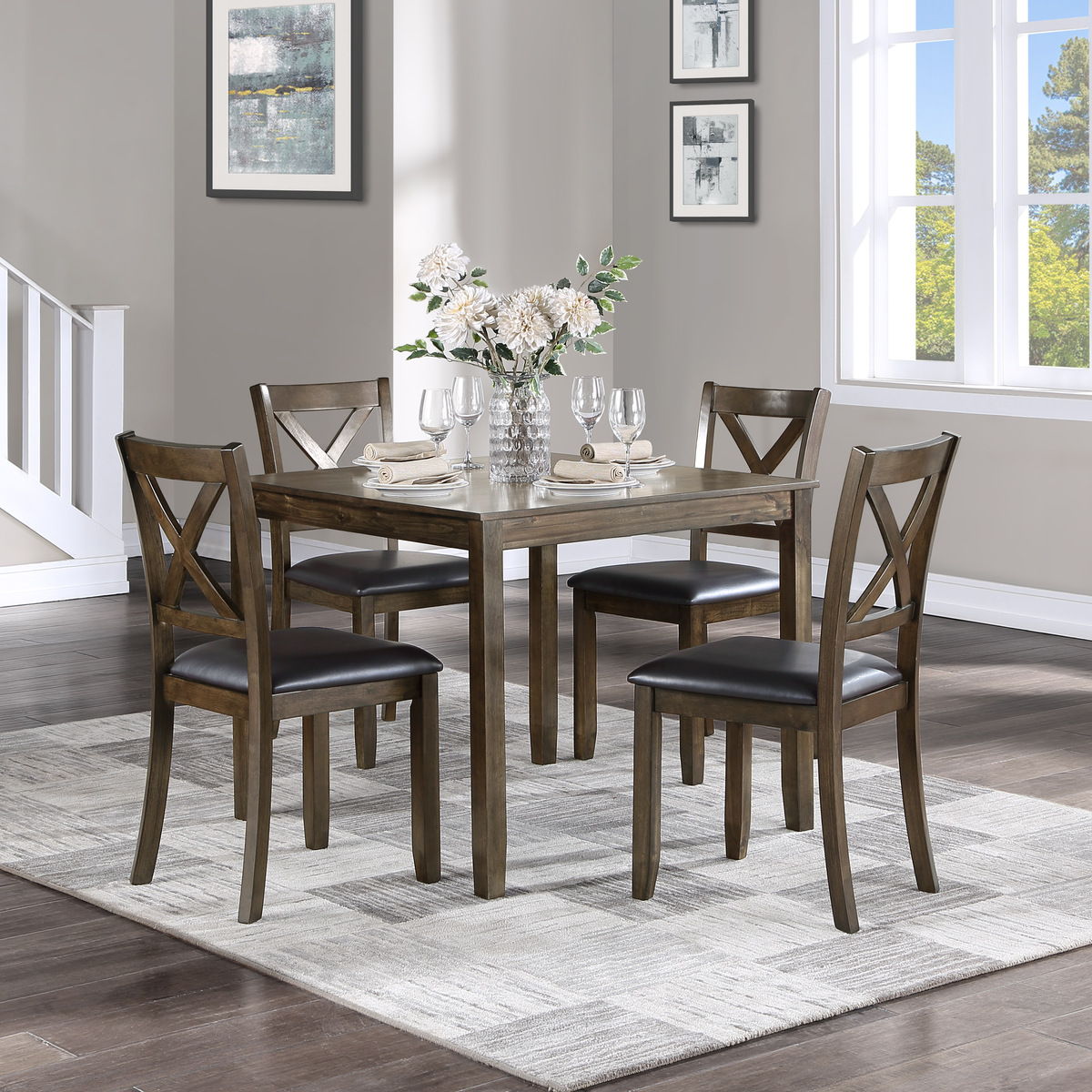 Hazel - 5 Piece Dinette Set - Dark Brown