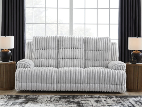 Furniture City - MS - Ashley Furniture - Rhines Falls Living Room - REC PWR Sofa w/Drop Down Table / Alloy - PC4280499
