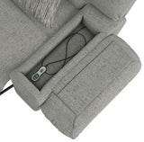 Quinn - 3 Piece Reclining Sectional With 4 Reclining Seats, Storage Arms, Storage Console With Lights, And Drop Down Table - Nature