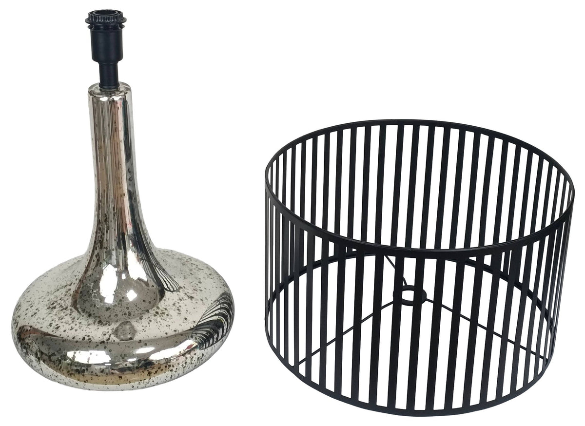 Silver Nocturne - 30 X 18 - Glass Table Lamp (Set of 2) - Antiqued Silver Mercury Glass