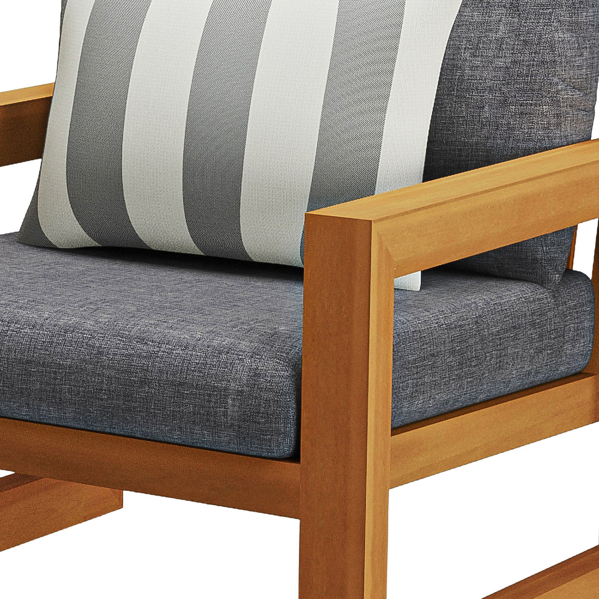 Bristol - Bay Wood Patio Club Chair With Cushions - Natural / Brown / Gray