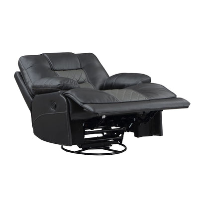 Fabian - Swivel Glider Reclining Chair - 2-Tone Gray (Gray / Dark Gray)