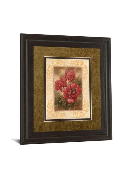 Daphne's Poppies By Vivian Flasch - Framed Print Wall Art - Light Brown