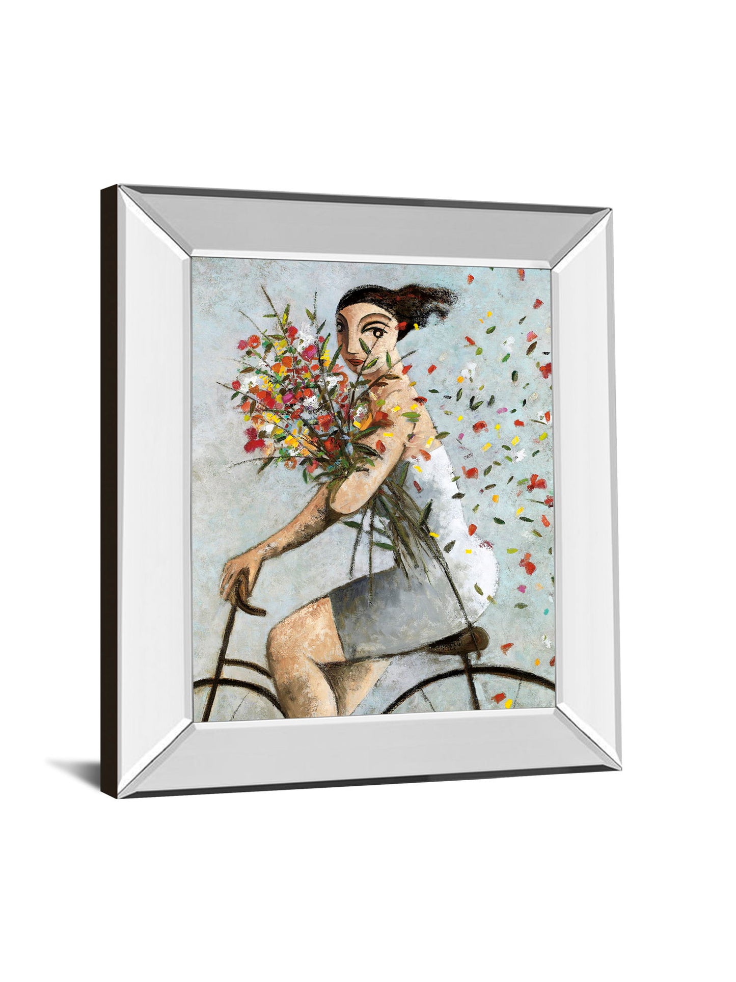 Petals By Lourenco - Mirror Framed Print Wall Art - Gray