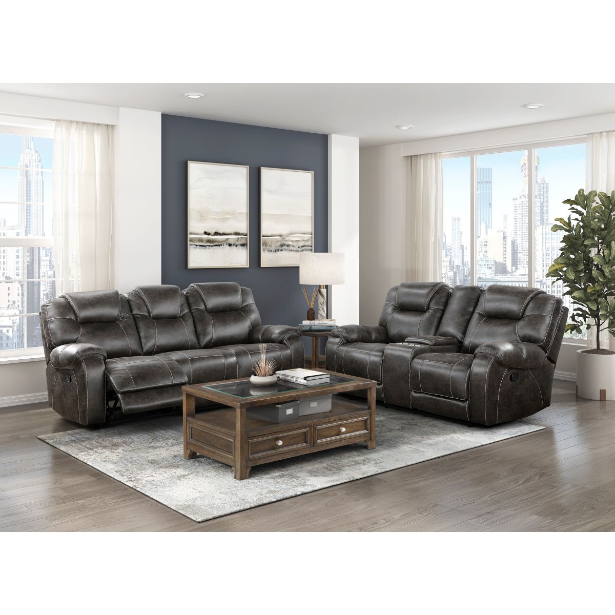 Gainesville - Double Reclining Loveseat With Center Console - Chocolate