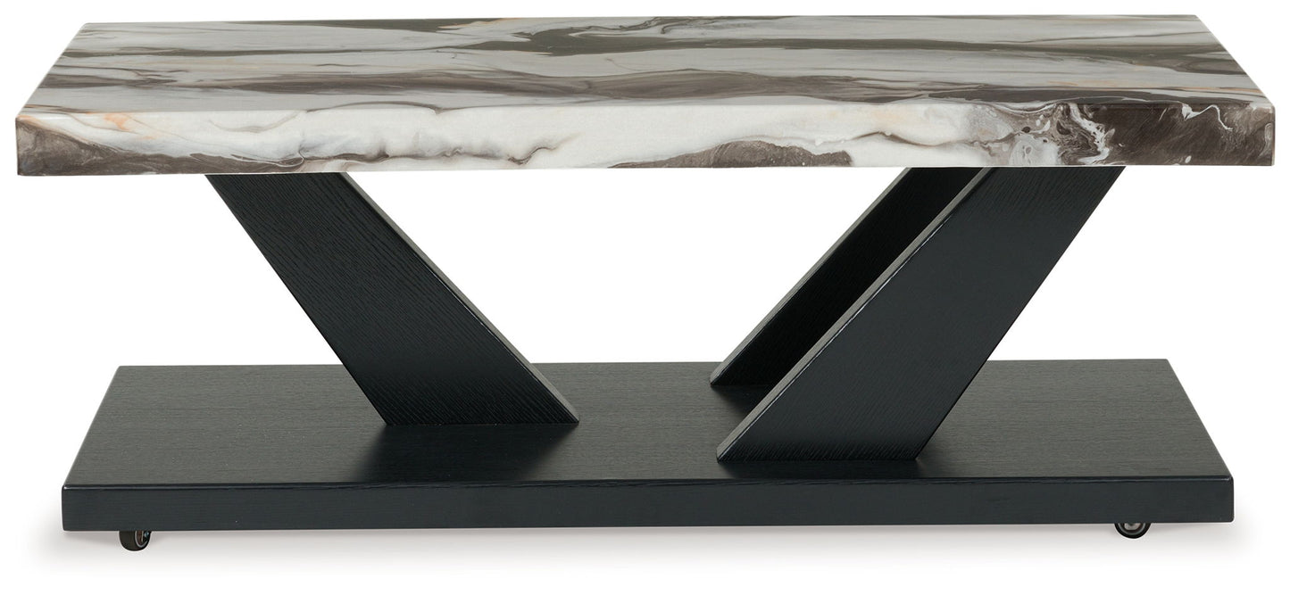 Cendill - Occasional Table Set (Set of 3) - Dark Brown / White / Black
