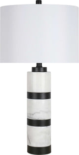 "Marble Harmony" Marble Table Lamp - White Marble / Matte Black
