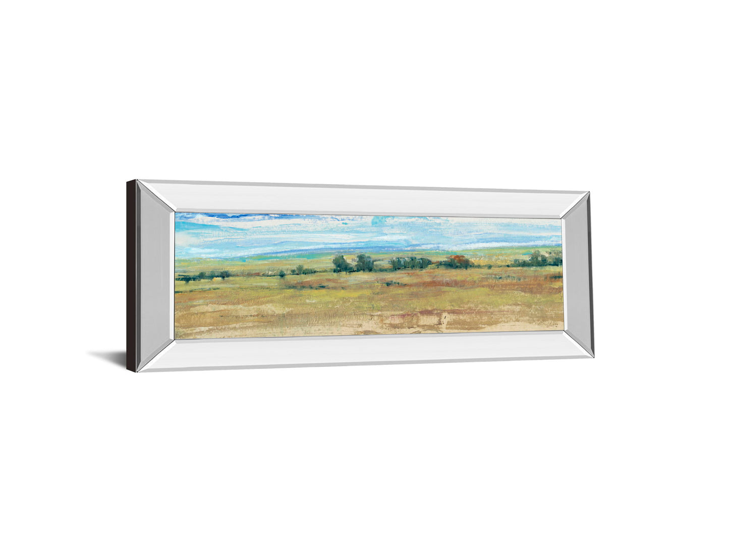 Distant Treeline Panel I By Tim Otoole - Mirror Framed Print Wall Art - Light Brown