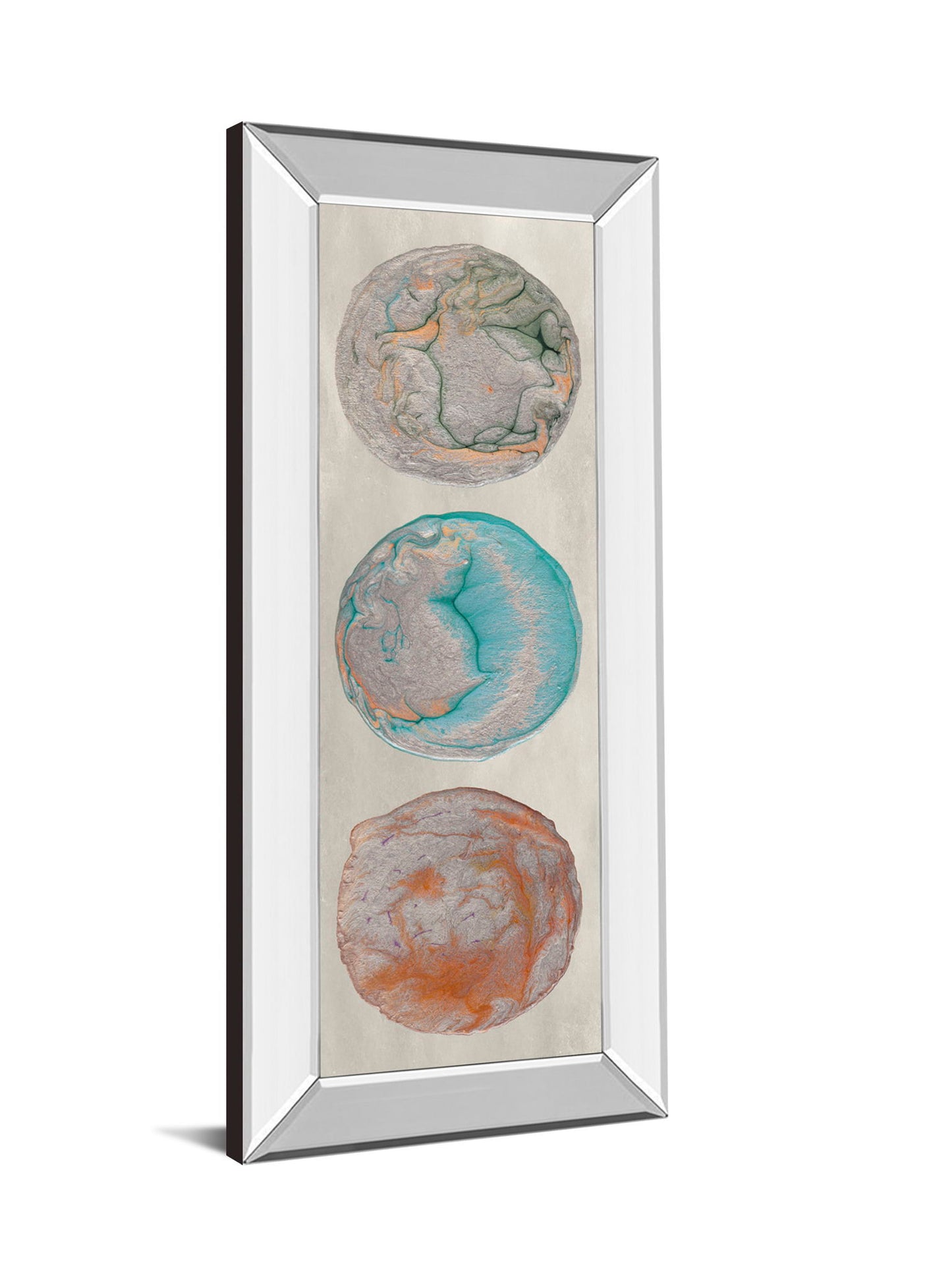 Planet Trio Il By Alicia Ludwig - Mirror Framed Print Wall Art - Beige