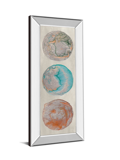 Planet Trio Il By Alicia Ludwig - Mirror Framed Print Wall Art - Beige