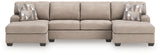 Furniture City - MS - Ashley Furniture - Newellen Sectional - RAF 3-Piece Sectional with Double Chaise / Hemp - 48404S3