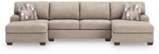 Furniture City - MS - Ashley Furniture - Newellen Sectional - RAF 3-Piece Sectional with Double Chaise / Hemp - 48404S3