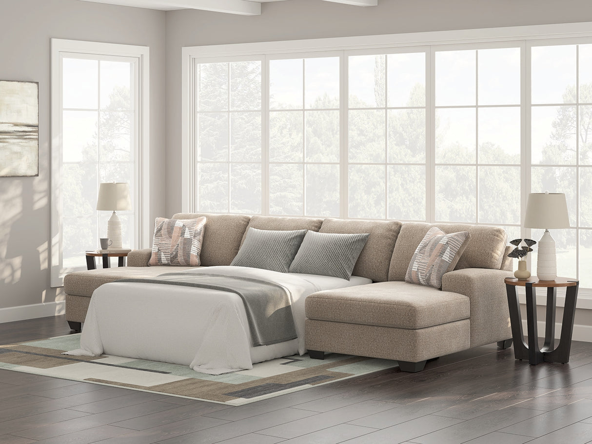 Furniture City - MS - Ashley Furniture - Newellen Sectional - RAF 3-Piece Sleeper Sectional with Double Chaise / Hemp - 48404S7