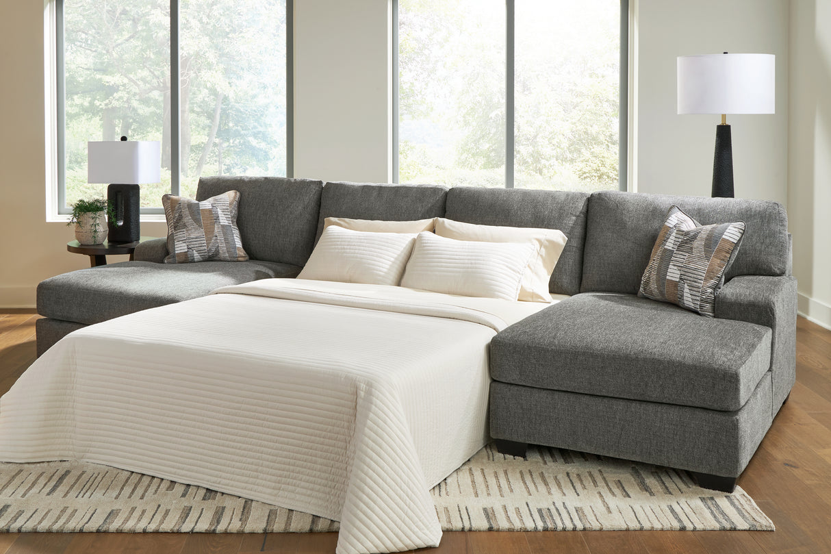Furniture City - MS - Ashley Furniture - Revenna Sectional - RAF 3-Piece Sleeper Sectional with Double Chaise / Greystone - PC48405S7