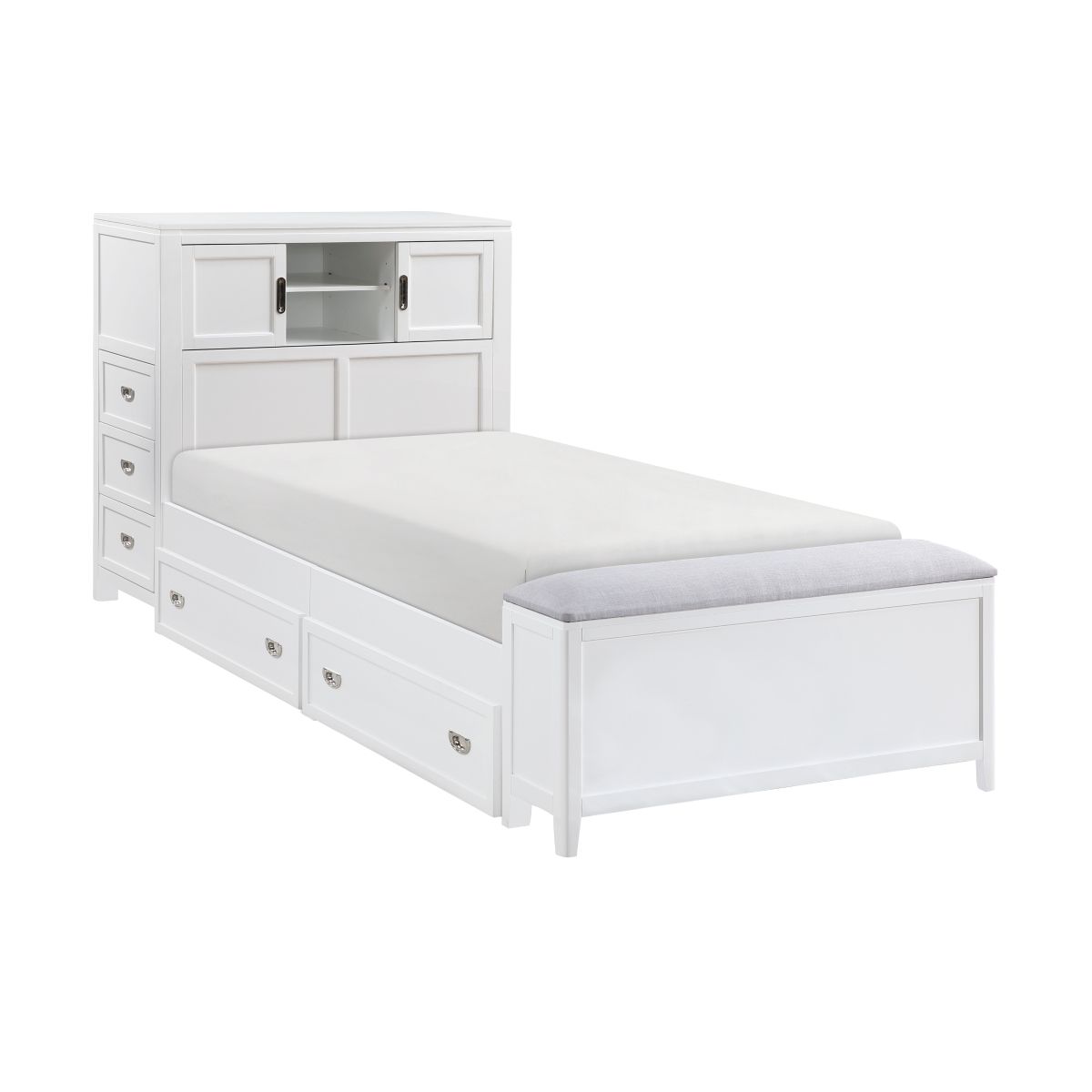 Sloane - Bookcase Bed With Hidden Desk, Stool And Storage Bench