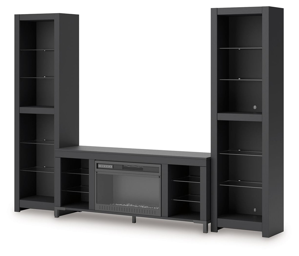 Cayberry - 3-Piece Entertainment Center With Electric Fireplace - Black