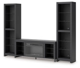 Cayberry - 3-Piece Entertainment Center With Electric Fireplace - Black