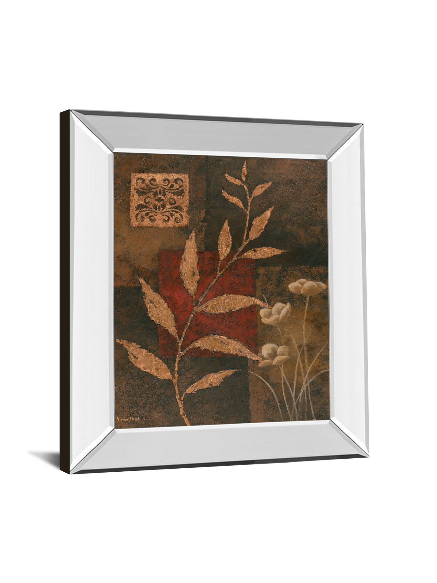 Copper Rhythm I By Vivian Flasch - Mirror Framed Print Wall Art - Dark Brown