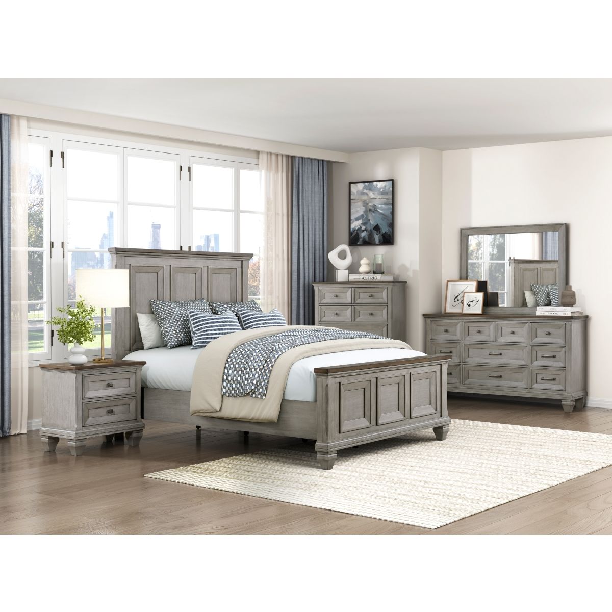 Renton - Nightstand - Gray / Brown