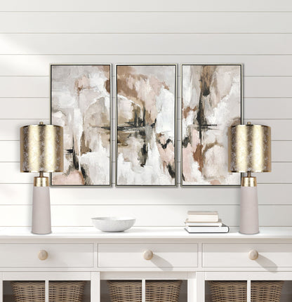 "Luxe Radiance" Ceramic Table Lamp (Set of 2) - Off White / Gold