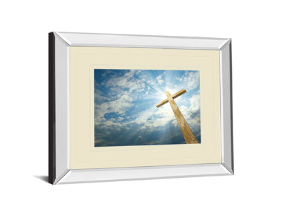 Cross In The Sky By Viadischern - Mirror Framed Photo Print Wall Art - Blue