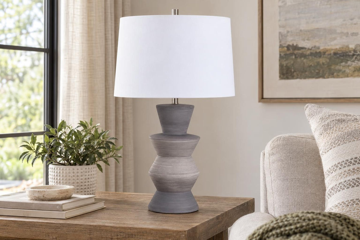 Quiet Cadence - 26 X 15 - Ceramic Table Lamp (Set of 2) - Stone Grey