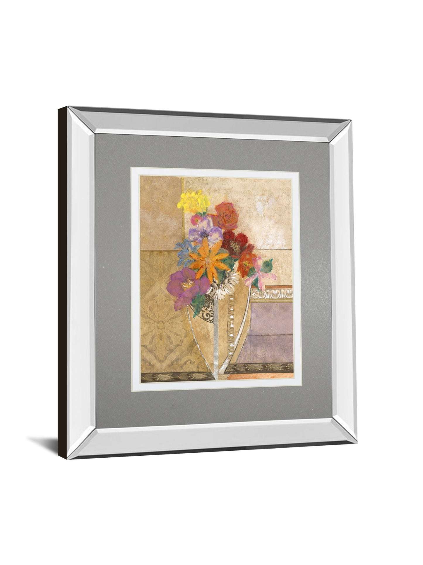 Pansy By Hollack - Mirror Framed Print Wall Art - Beige