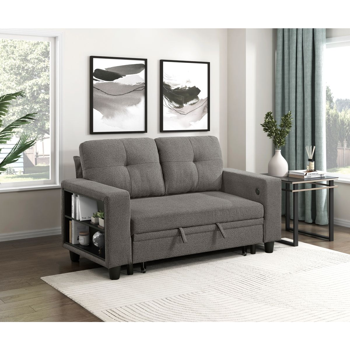 Robinson - Loveseat With Pull-Out Bed, Shelves And Charging Ports