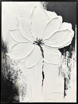 "Ethereal Blossom II" Hand-Painted Canvas In Frame - Gray / Black