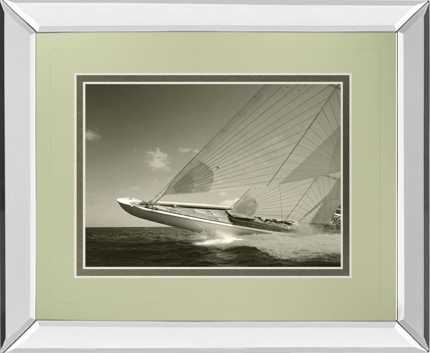Sea Spray Il By Michael Kahn - Mirror Framed Print Wall Art - Gray