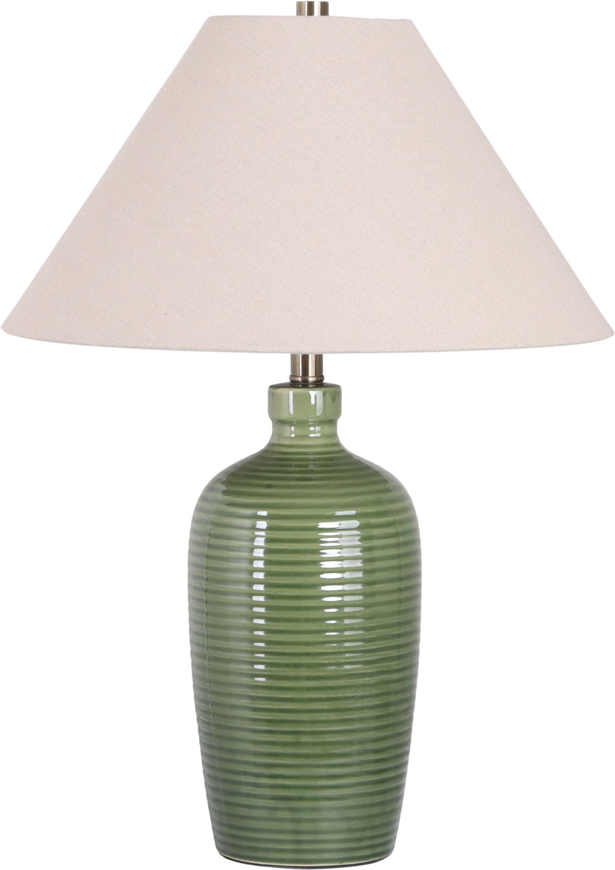 "Verdant Elegance" Ceramic Table Lamp (Set of 2) - Sage Green / Asb
