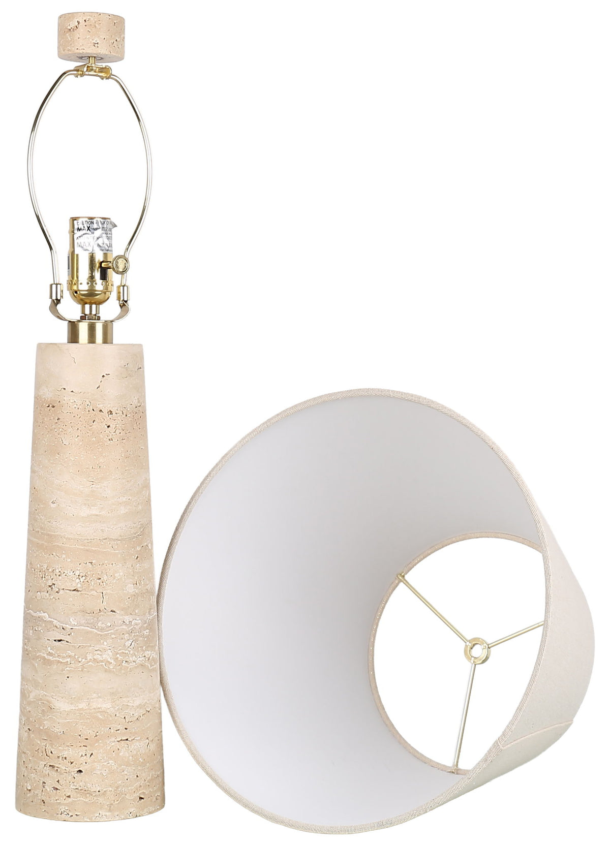 Strata Poise - 24 X 13 - Travertine Accent Lamp (Set of 2) - Natural Travertine Stone