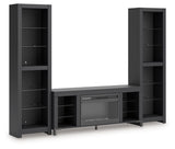 Cayberry - 3-Piece Entertainment Center With Electric Fireplace - Black
