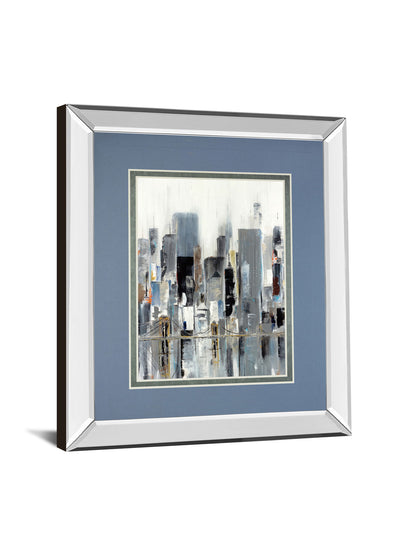 City Bridge By Aziz Kadmiri - Mirror Framed Print Wall Art - Blue