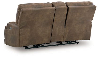 Beckley Place - Power Reclining Loveseat With Console / Adjustable Headrest - Earth
