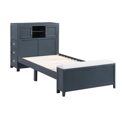 Sloane - Bookcase Bed With Hidden Desk, Stool And Storage Bench