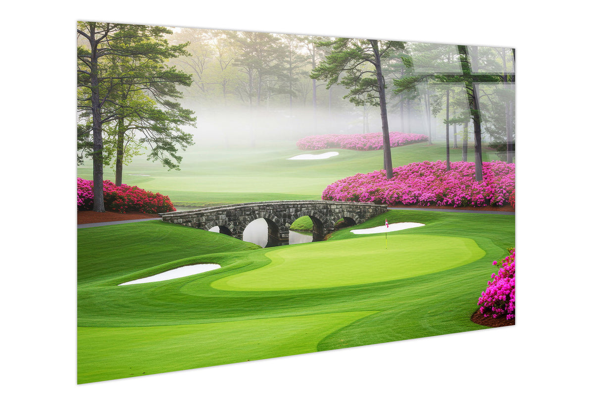 Misty Fairway Bridge Tempered Glass - Green / Pink