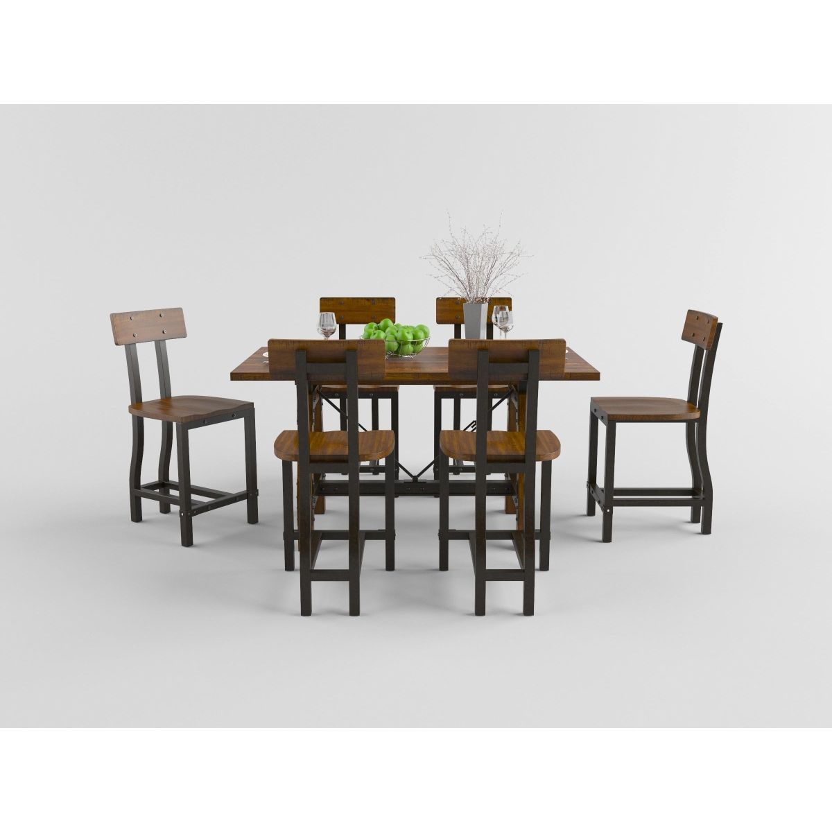 Holverson - Counter Height Table - Rustic Brown / Gunmetal