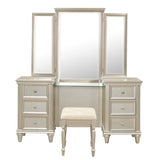 Celandine - Vanity Dresser With Mirror - Gold / Silver / Champagne