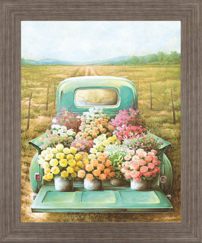 Meadow Harvest Retreat - 28" x 34" Framed Wall Art - Green