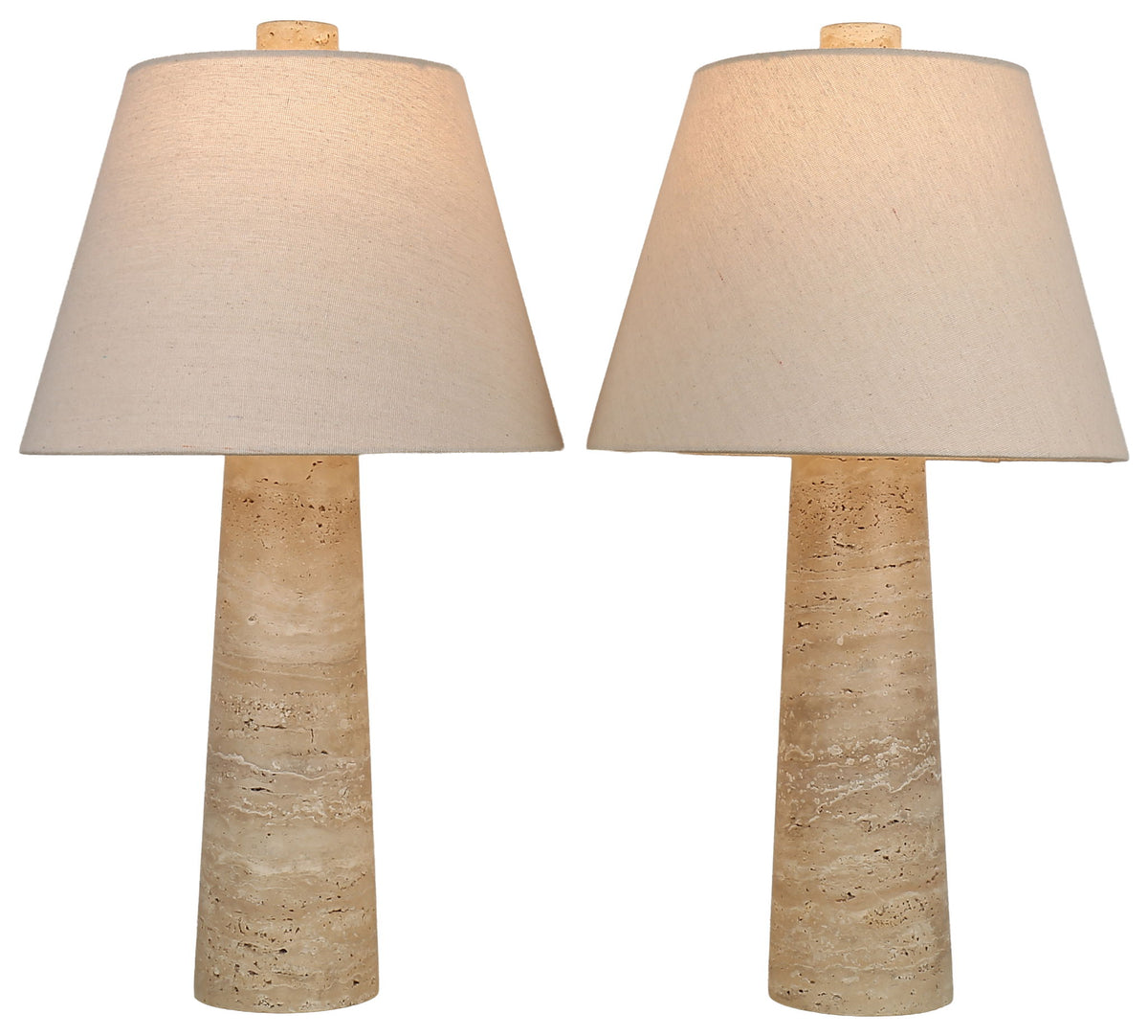 Strata Poise - 24 X 13 - Travertine Accent Lamp (Set of 2) - Natural Travertine Stone