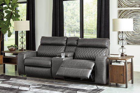 Furniture City - MS - Ashley Furniture - Samperstone Sectional - 2-Piece Power Reclining Sectional Loveseat / Gray - 55203S5