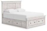 Makidern - Panel Storage Bed With Under Bed Storage Unit And Storage Footboard