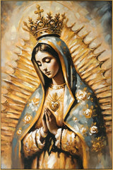 "DIVine Serenity" Hand-Embellished Canvas In Frame - Gold / Gray