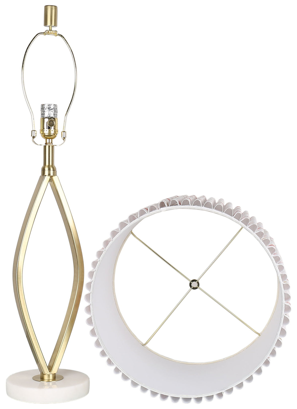Meadow Silhouette - 29 X 15 - Metal Table Lamp (Set of 2) - Soft Gold, White Marble