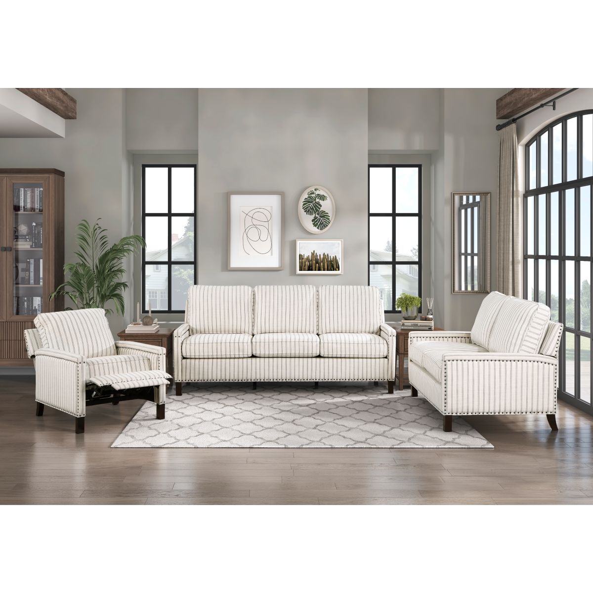 Landrum - Push Back Reclining Chair - White / Gray