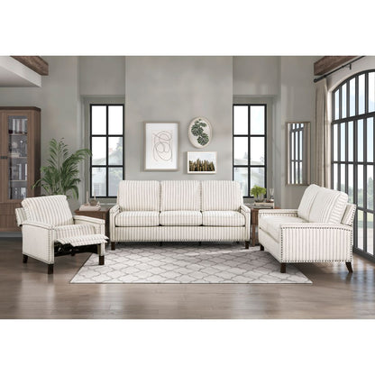 Landrum - Push Back Reclining Chair - White / Gray