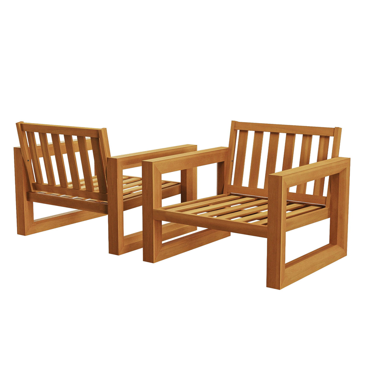 Bristol - Bay Wood Patio Club Chair With Cushions - Natural / Brown / Gray