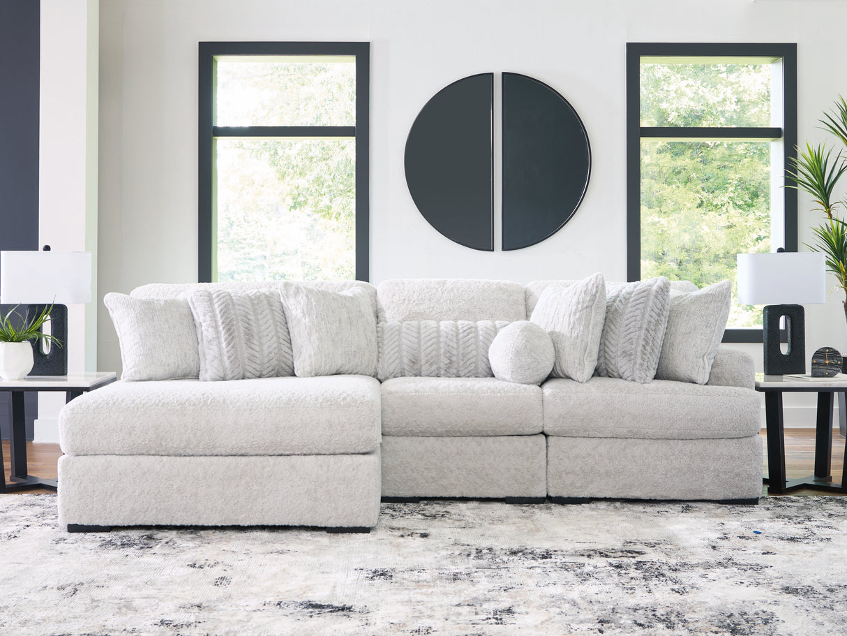 Furniture City - MS - Ashley Furniture - Cuddle Plush Sectional - 3-Piece Sectional with Chaise / Arctic - PC59106S7