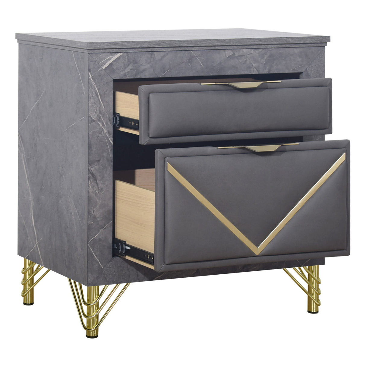 Symmetry - 2 Drawer Nightstand - Charcoal